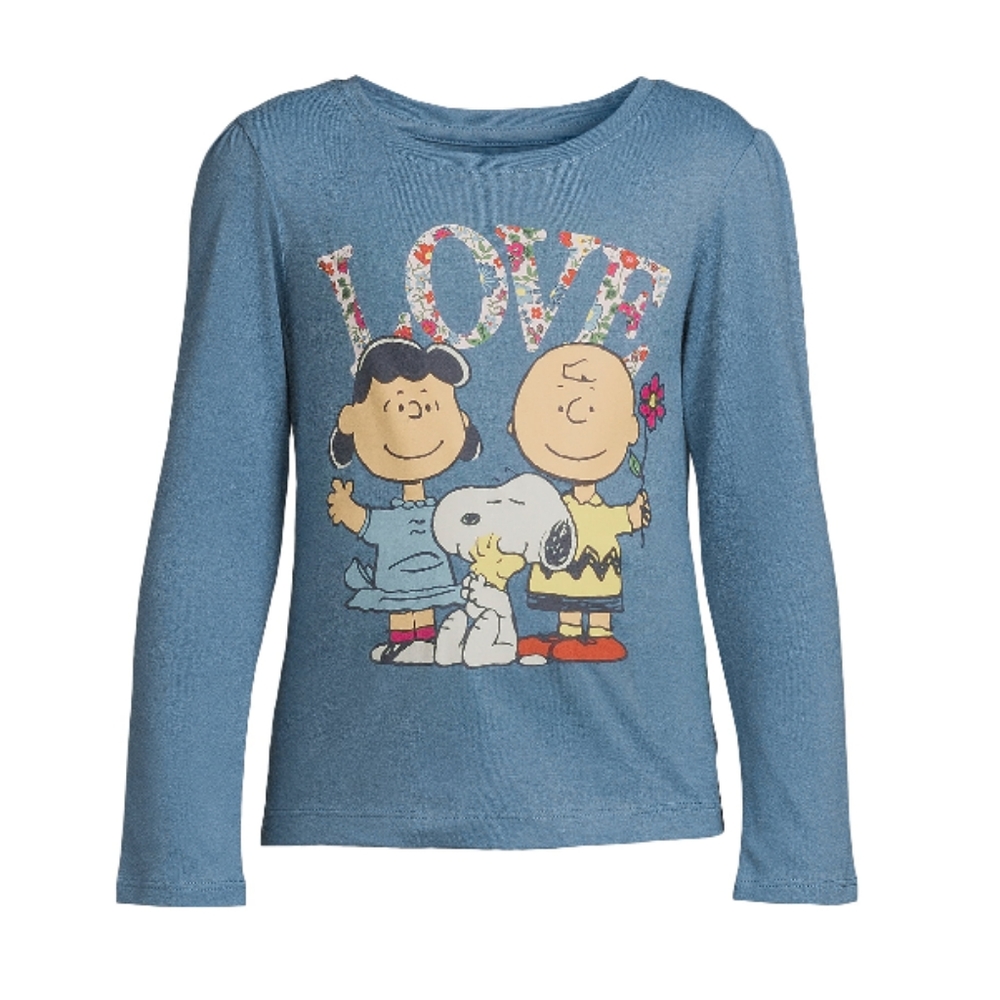 Garanimals Girls Peanuts Graphic Tee with Long Sleeves,